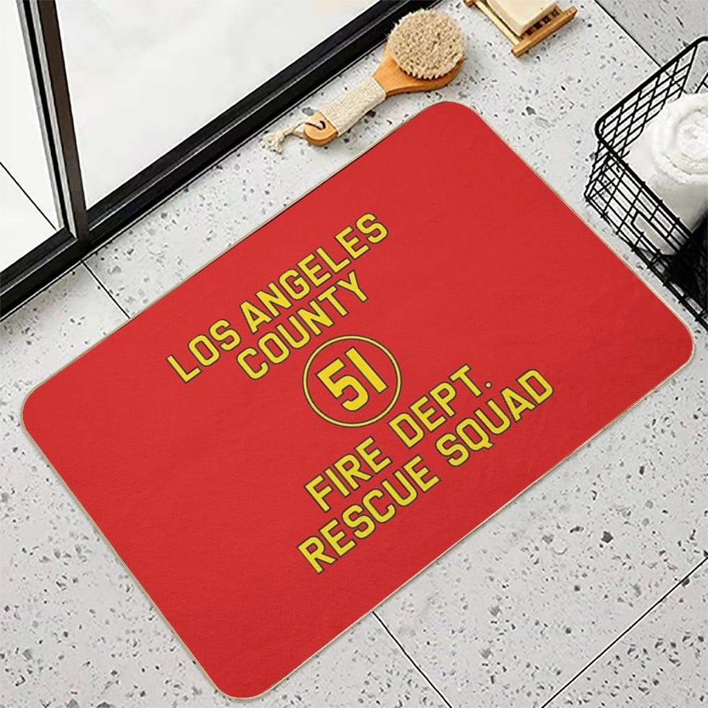 Emergency Squad 51 Side of Truck Reproduction Logo  Toxin-Free Bath Mat