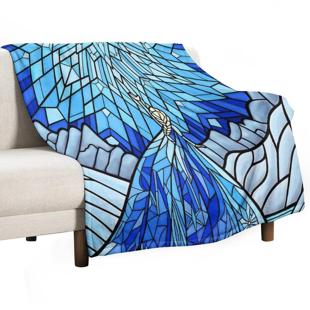Frozen Fractals in The Stained Glass Window Multi-functional Throw Blanket