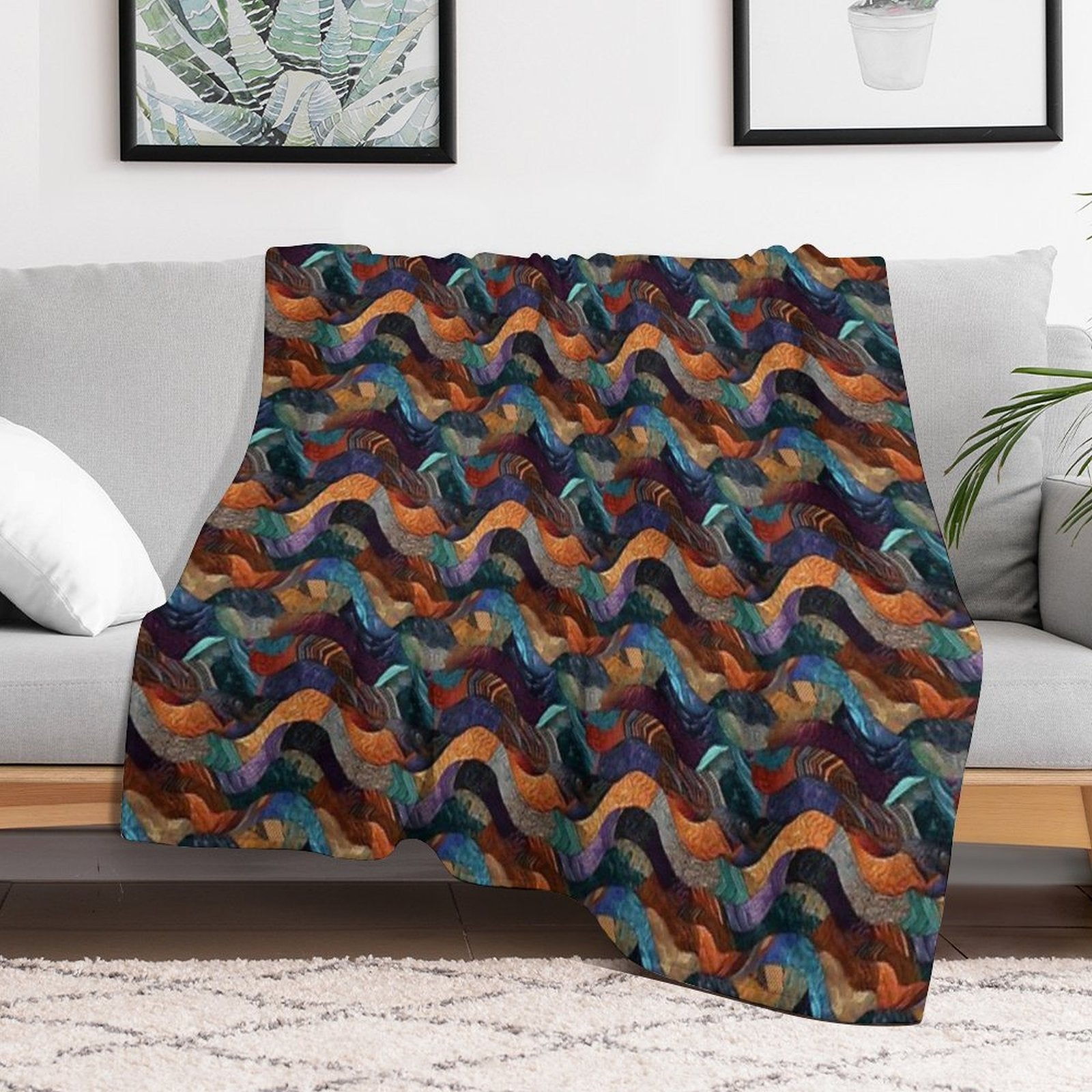 Textures Collage Pattern Anti-pilling Throw Blanket