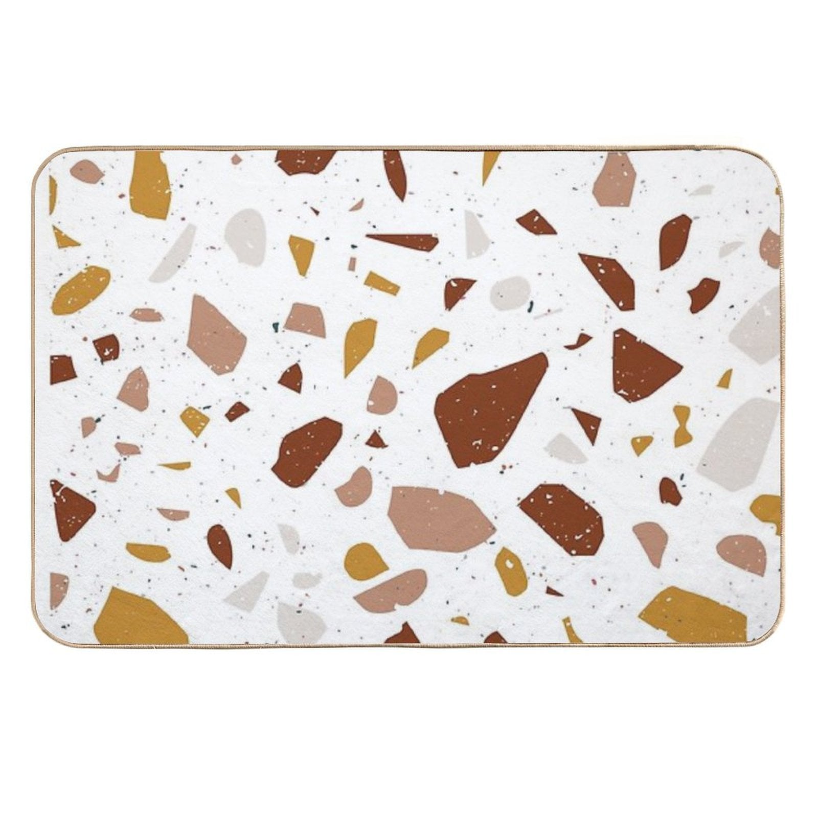 Terrazzo Stone Pattern (Terracotta + Mustard)  Slip-Resistant Bath Mat