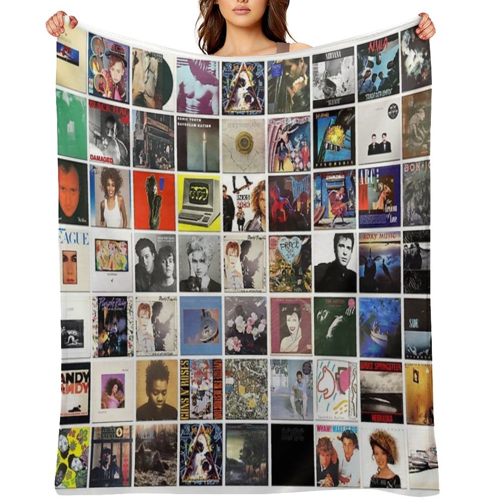 80s Vinyl Covers - 1980s Music - Vintage Album Cover Art Durable Throw Blanket