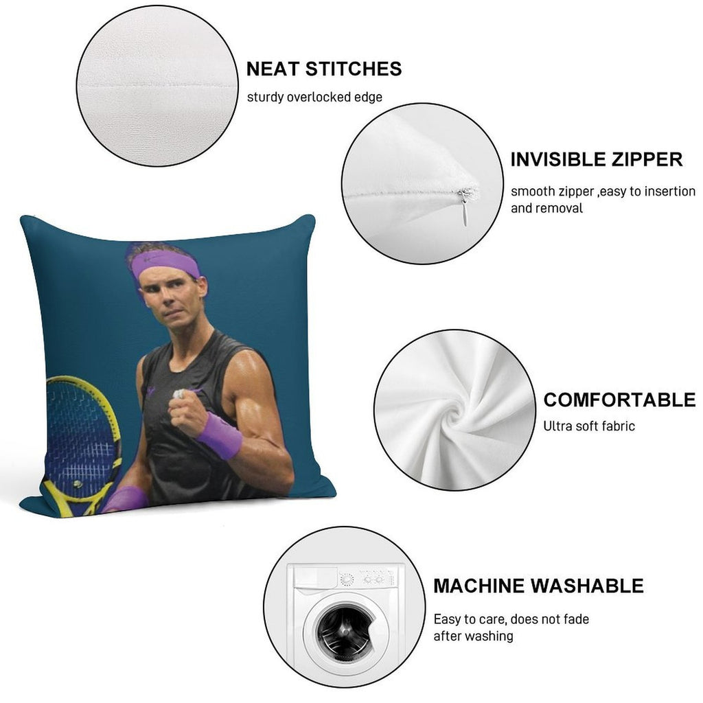 Rafael Nadal Soft Short Plush Fabric Throw Pillow