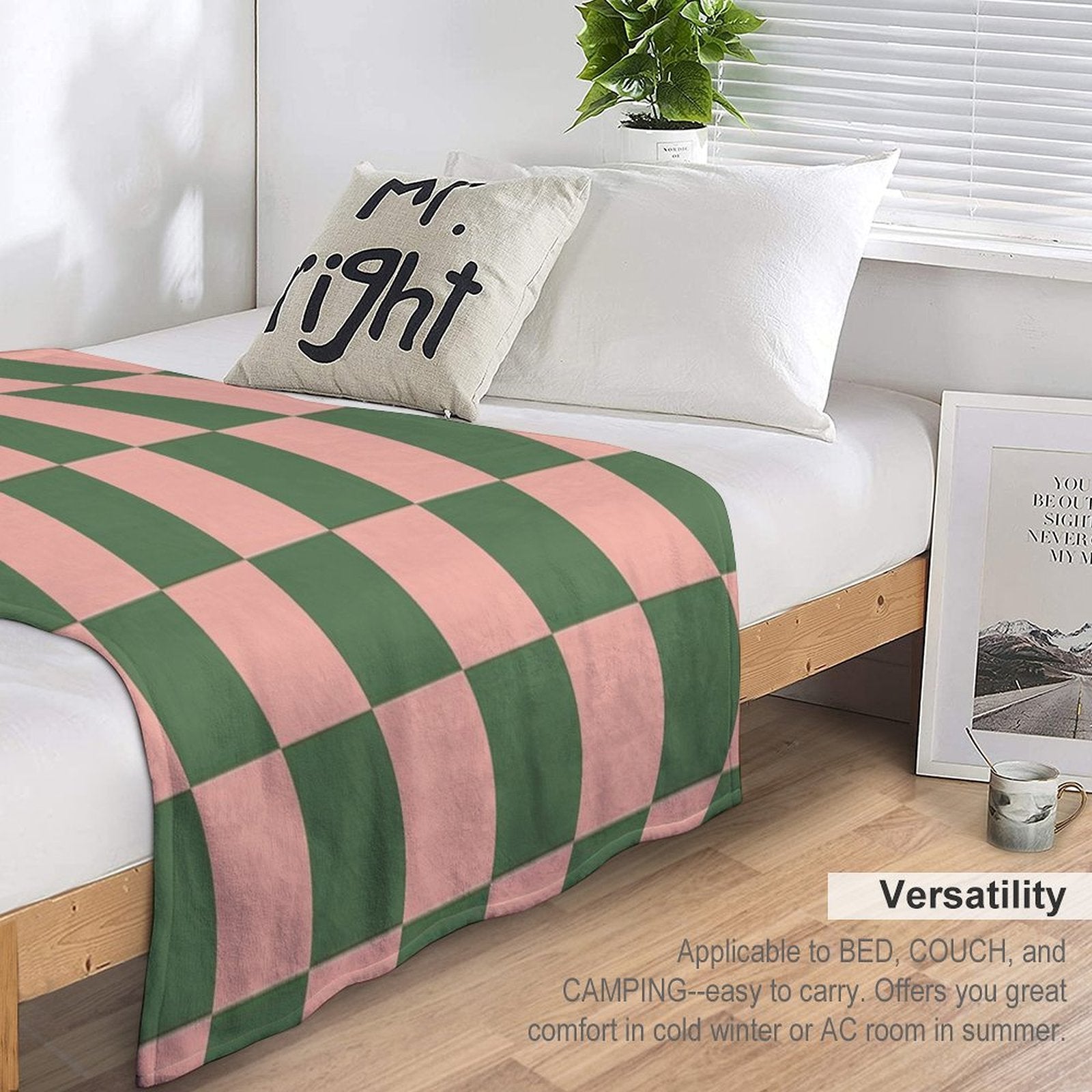 Retro Checkered Pattern Plush Throw Blanket