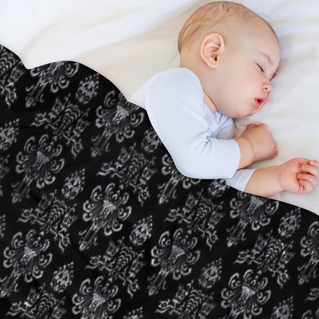 Haunted Mansion Wallpaper Black And Silver Versatility Throw Blanket