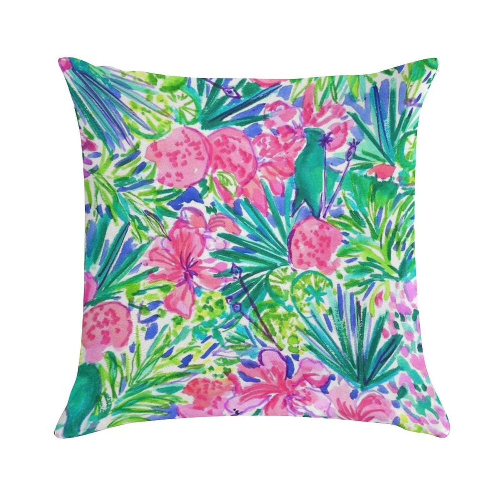 Island Pulitzer Leaf Soft Short Plush Fabric Throw Pillow