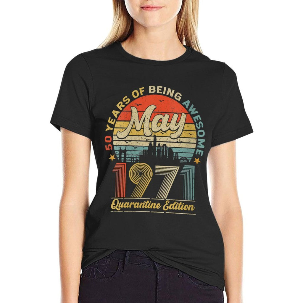 Womens 50th Birthday Decoration May 1971 Men Women 50 Years Old  Trendy Pattern T-Shirt
