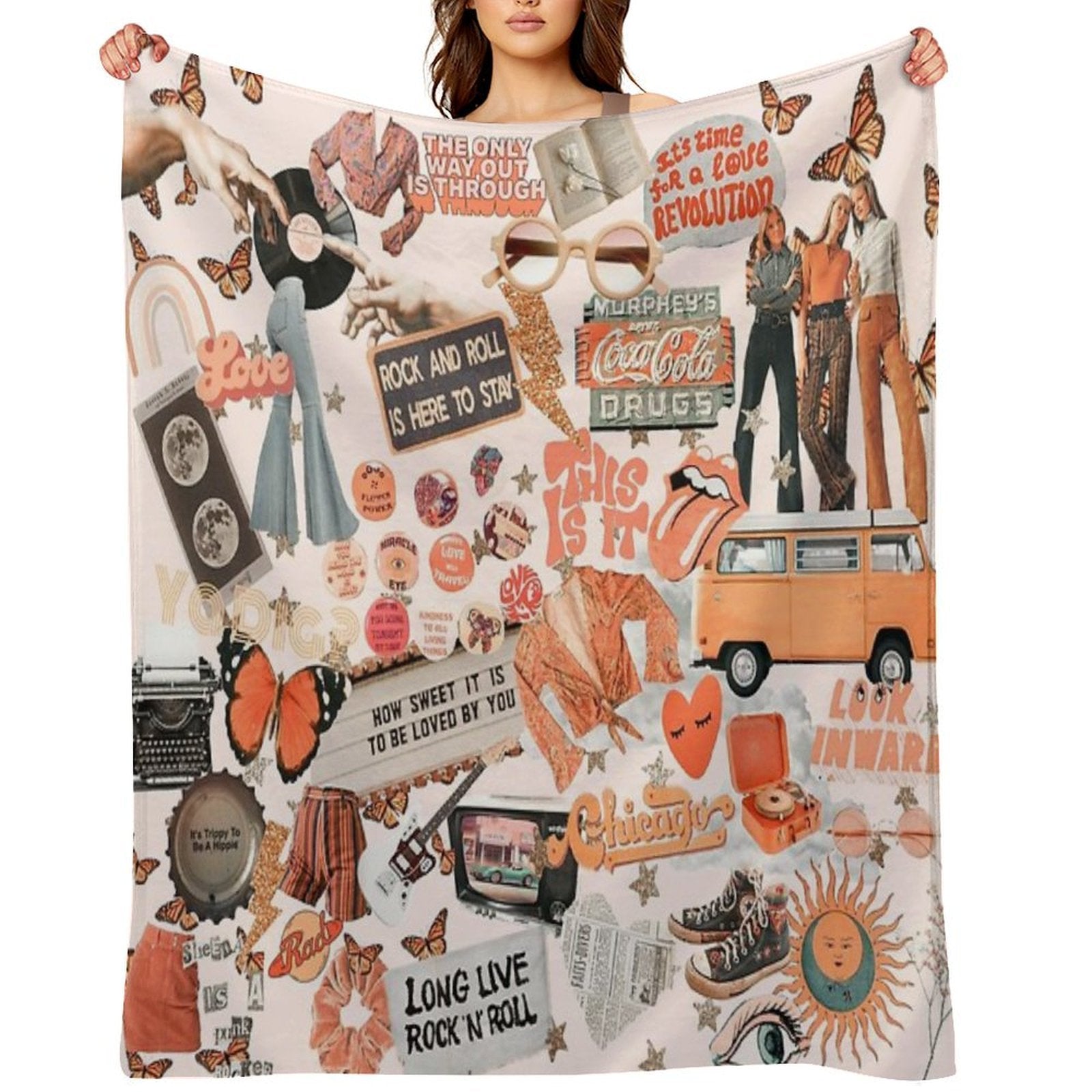 Pink And Orange Collage Premium Throw Blanket