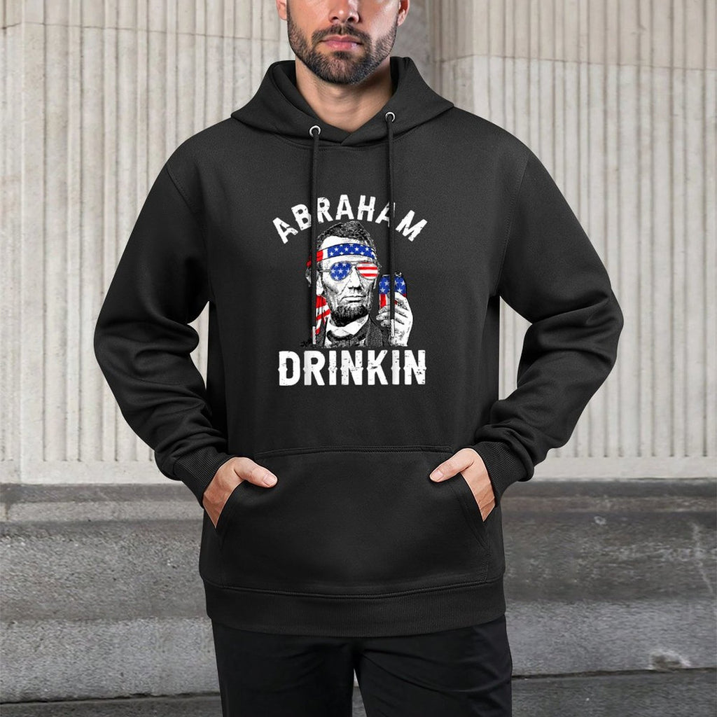 4th of July Abraham Drinking Merica Abe Lincoln Beer Lover Colorfast Hoodie