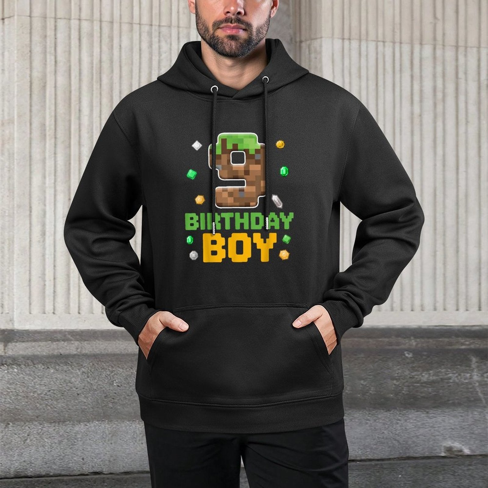 9th Birthday 9 Years Old Video Gamer Pixel Birthday Boys Moisture-Wicking Hoodie
