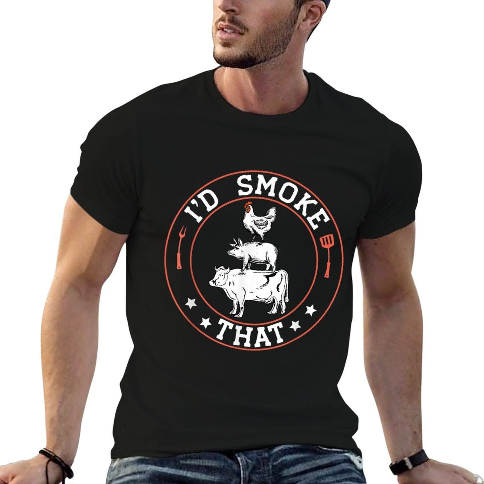 Chef Butcher BBQ Smoker Id Smoke That Barbecue Pitmaster  Tagless Design T-Shirt