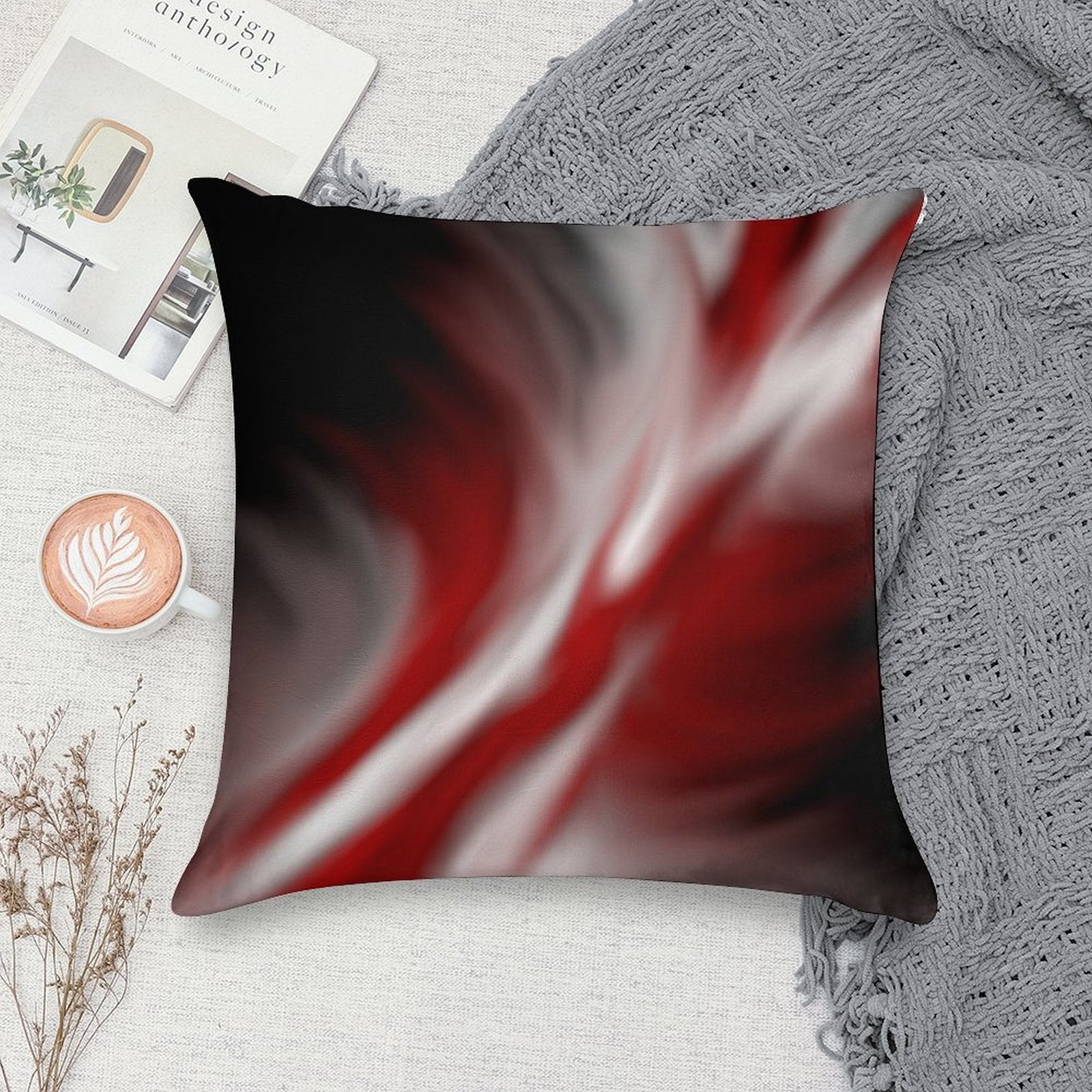Decorative Red And White Soft Shrink-Resistant Throw Pillow