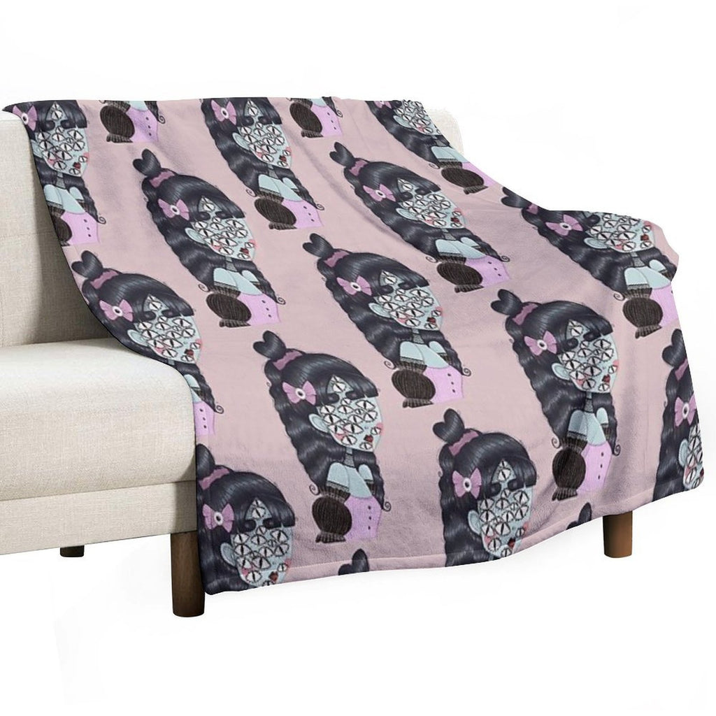 Pastel Goth Creature Illustration Easy Care Throw Blanket