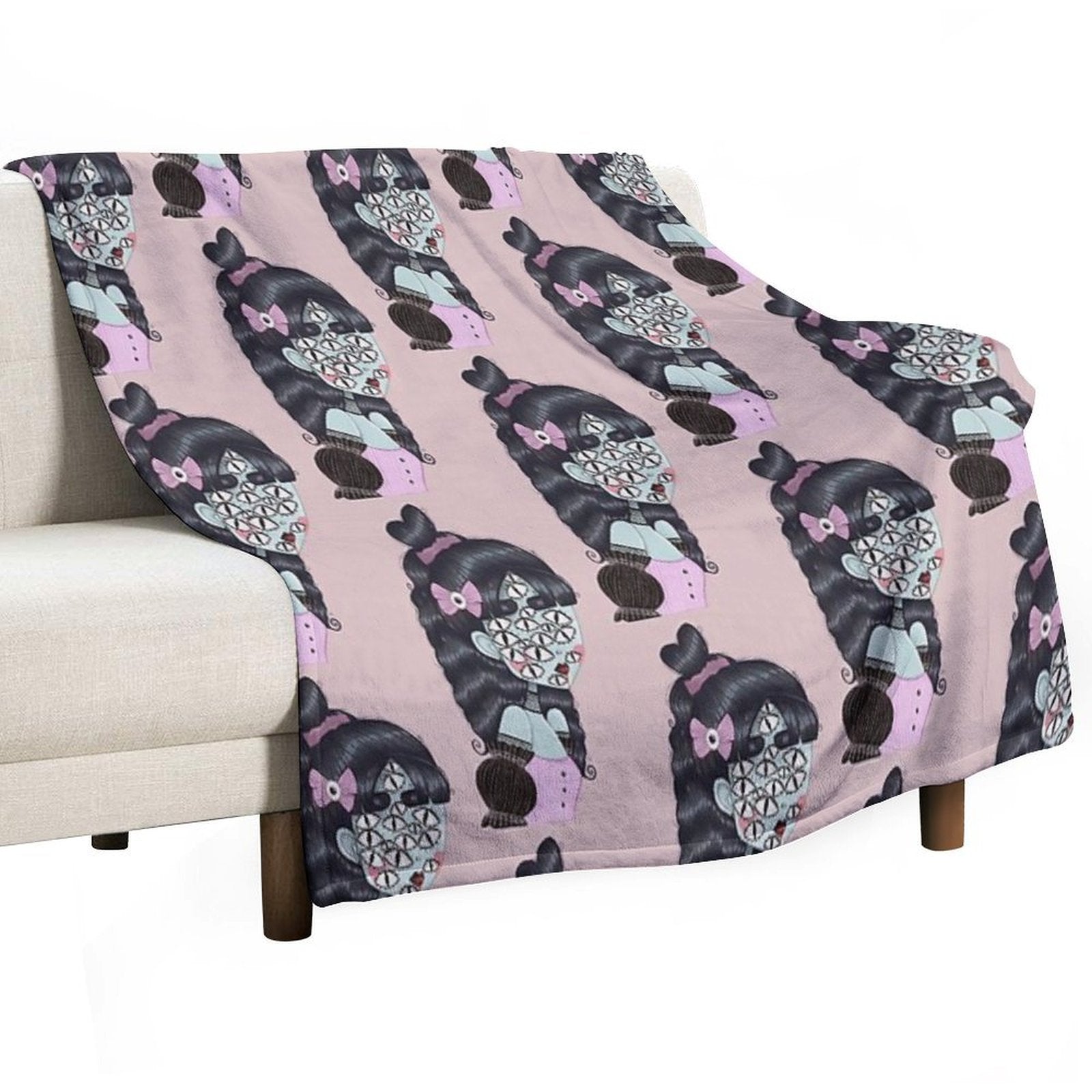 Pastel Goth Creature Illustration Easy Care Throw Blanket