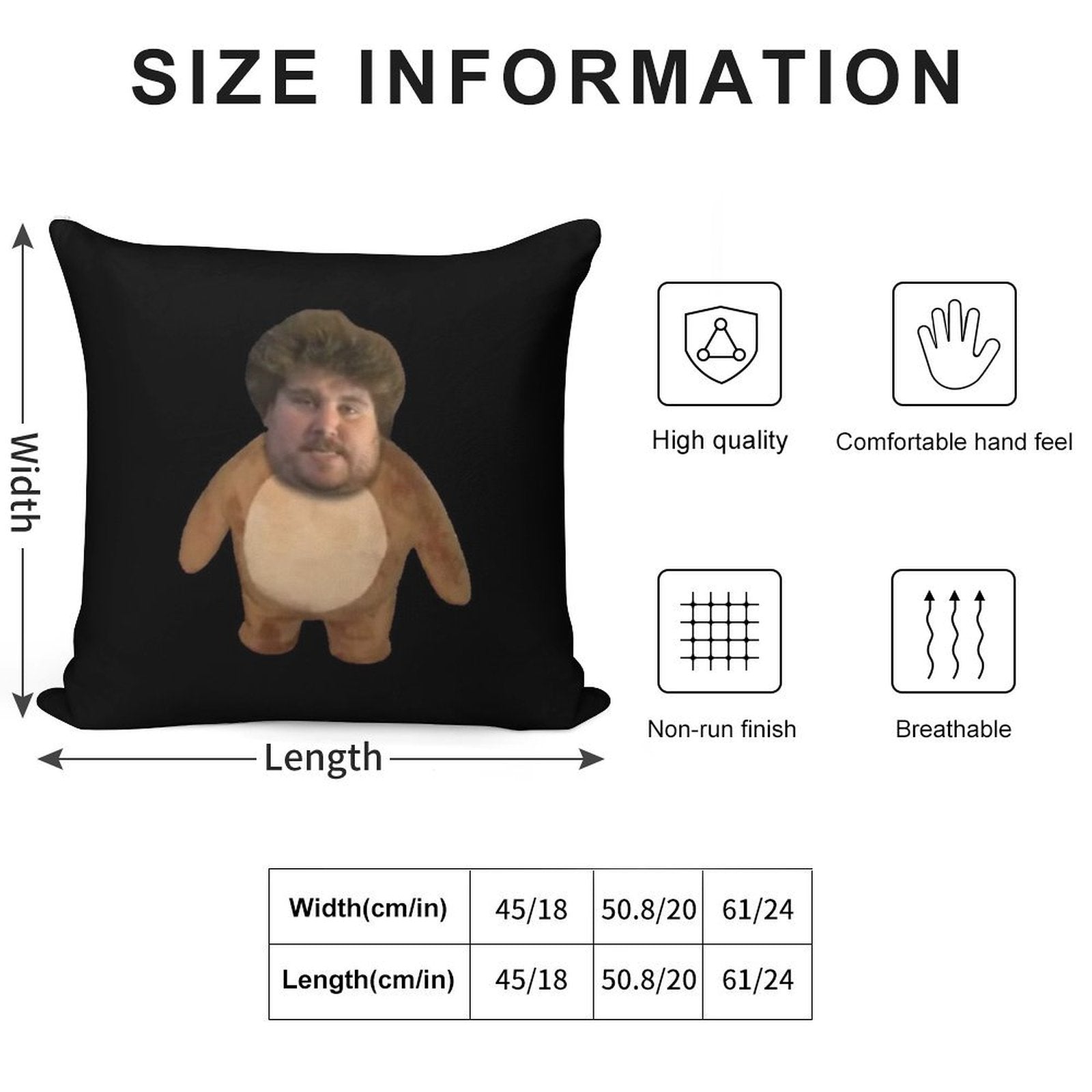 Teddy Reiner Soft Hidden Zipper Throw Pillow