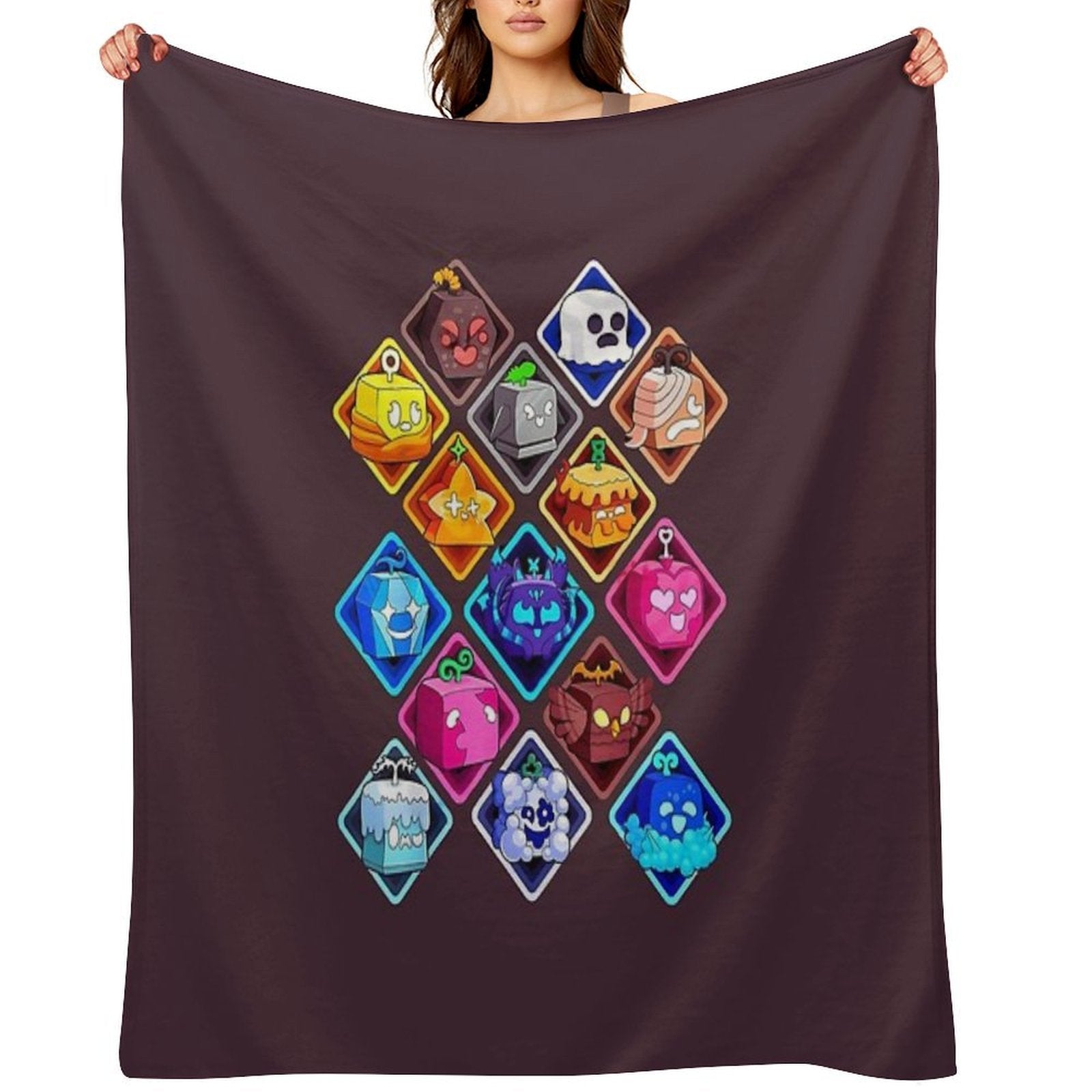 Funny Blox Fruit Game Characters Shrink-resistant Throw Blanket