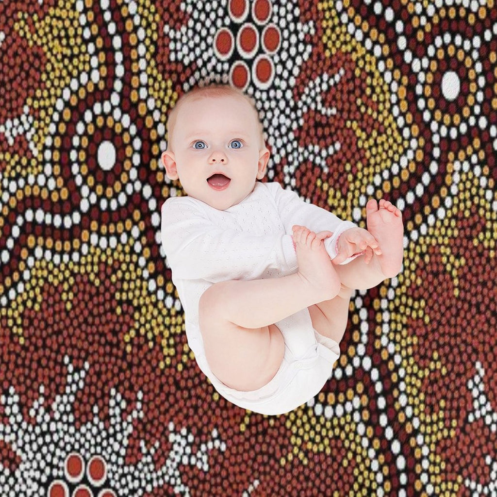 Authentic Aboriginal Art -  Mountains Multi-functional Throw Blanket