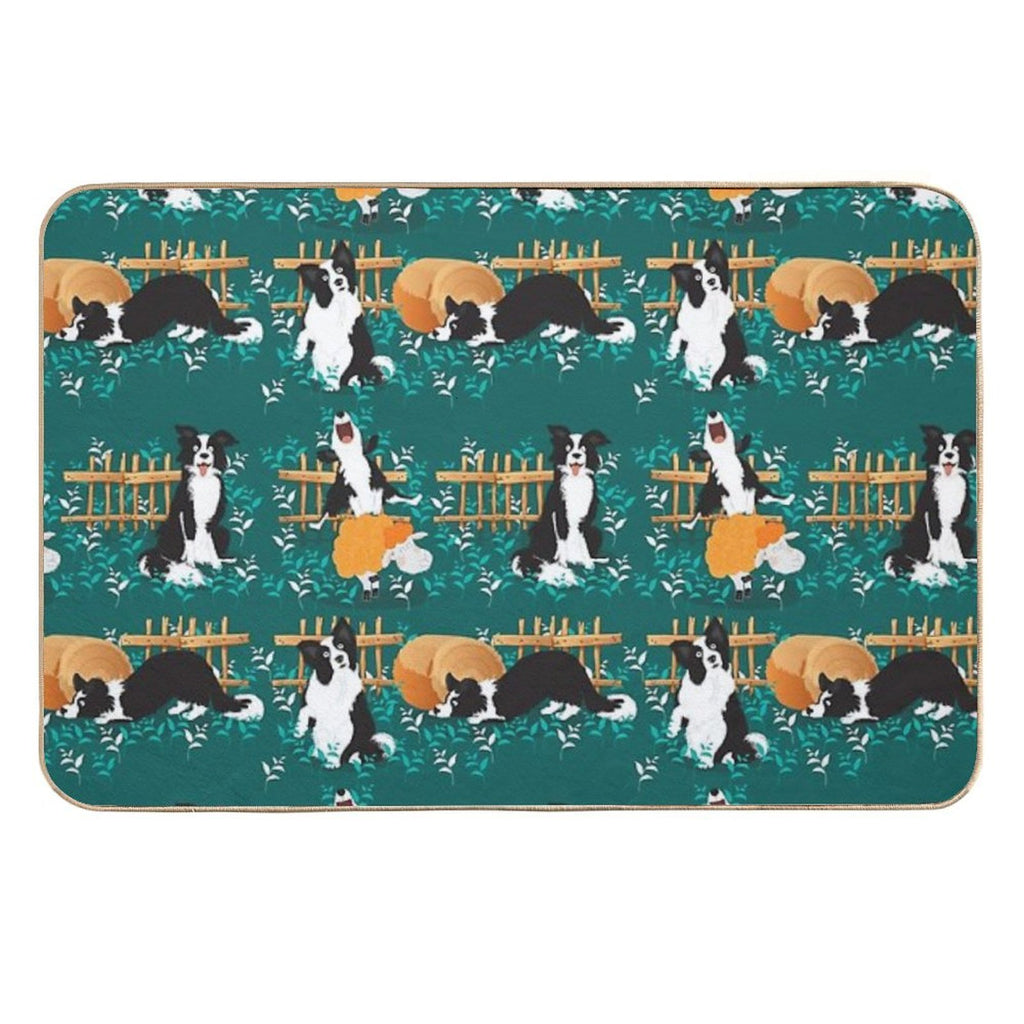 Border Collie Playing with Sheep  Non-Slip Bath Mat