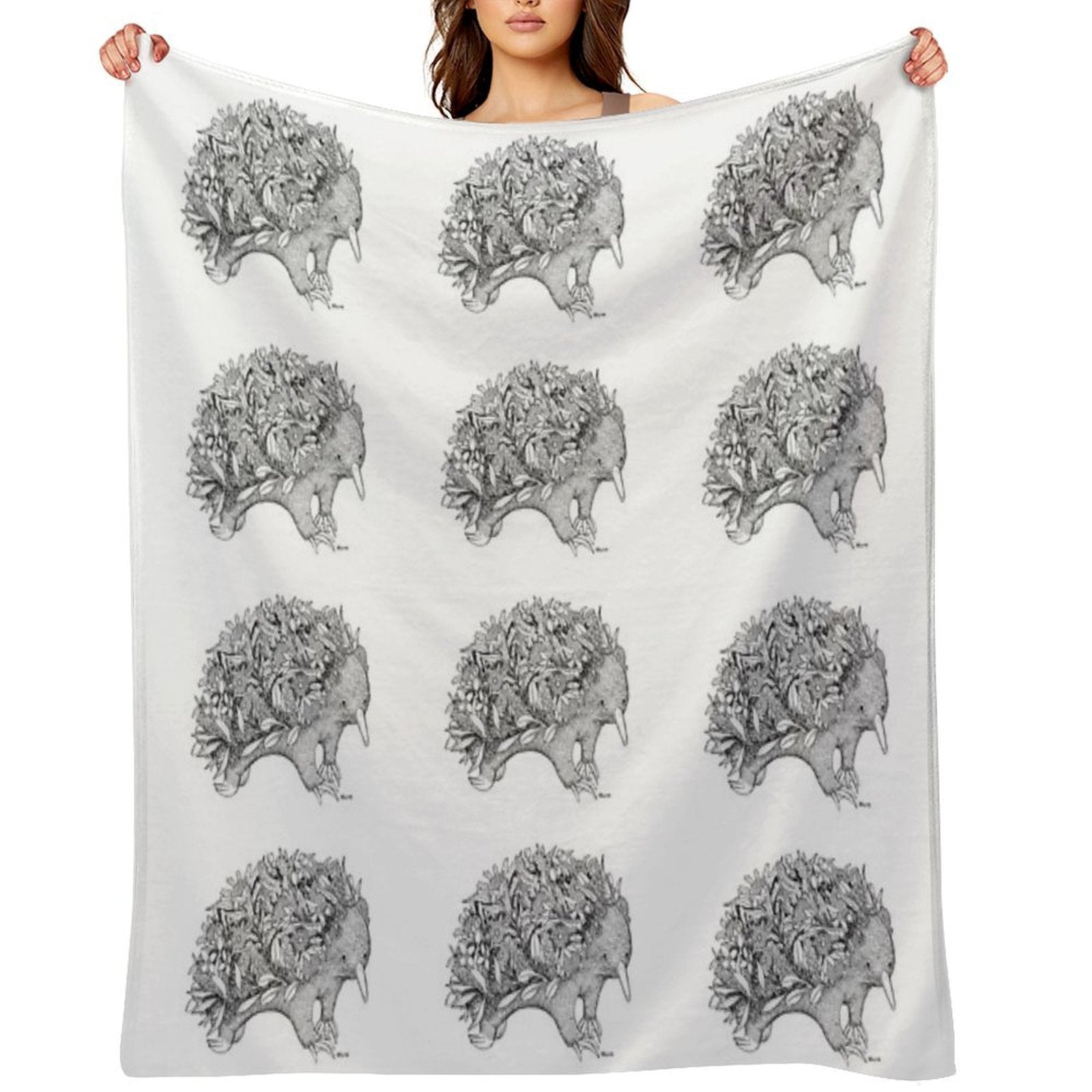 Botanical Echidna Velvety-soft Throw Blanket