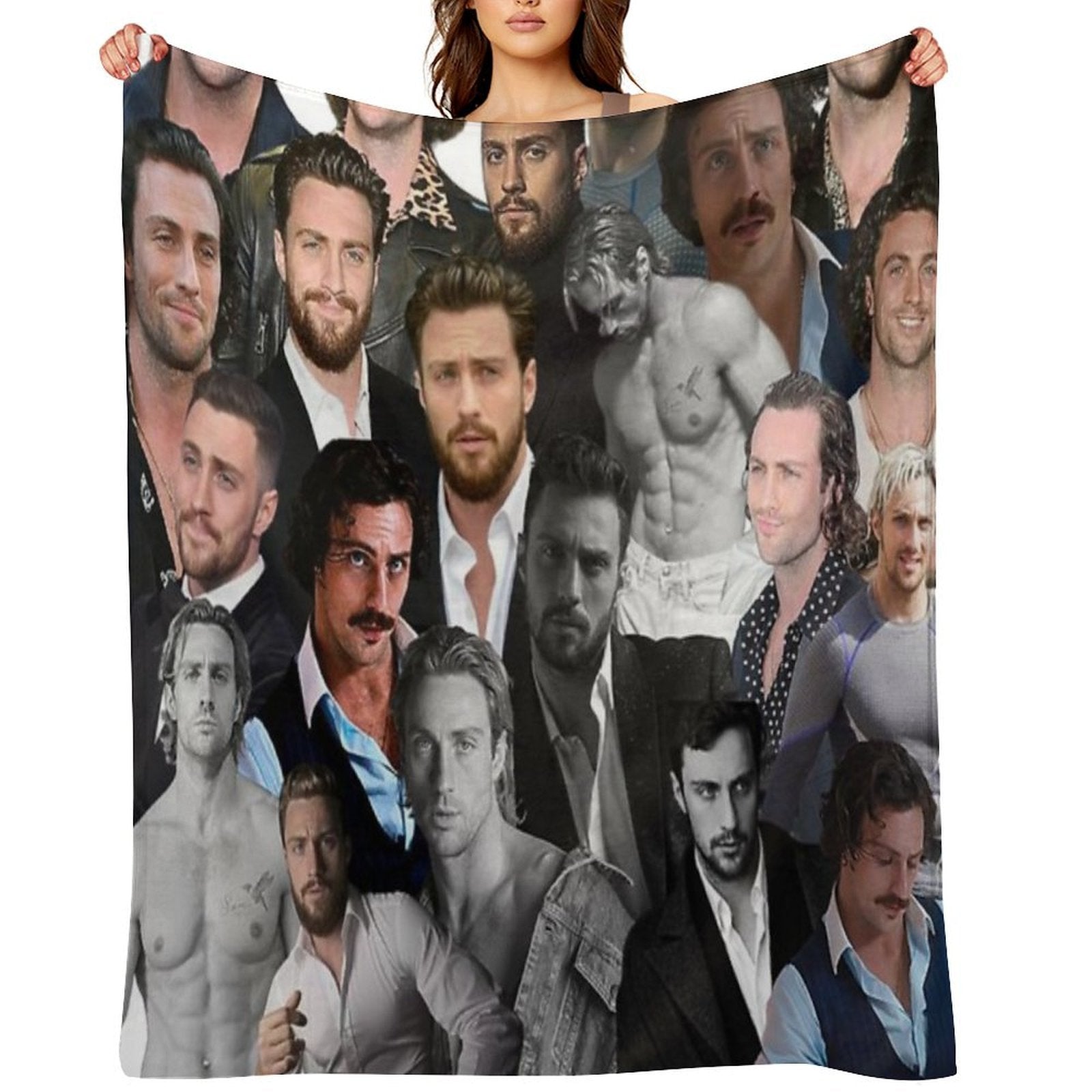 Aaron-taylor Johnson Photo Collage Plush Throw Blanket