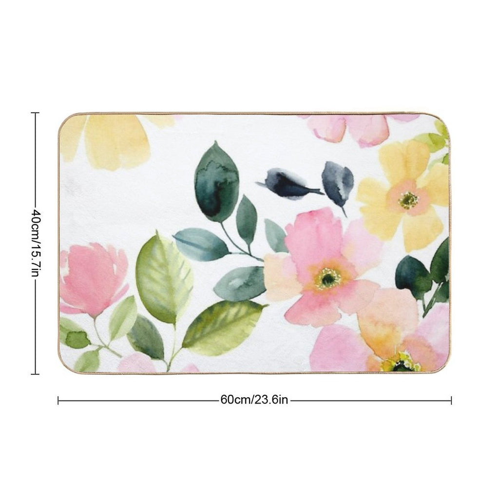 Floral Watercolor Prints  Long-Lasting Bath Mat