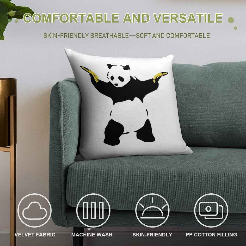 Bad Panda Stencil Soft Ultra-Soft Texture Throw Pillow