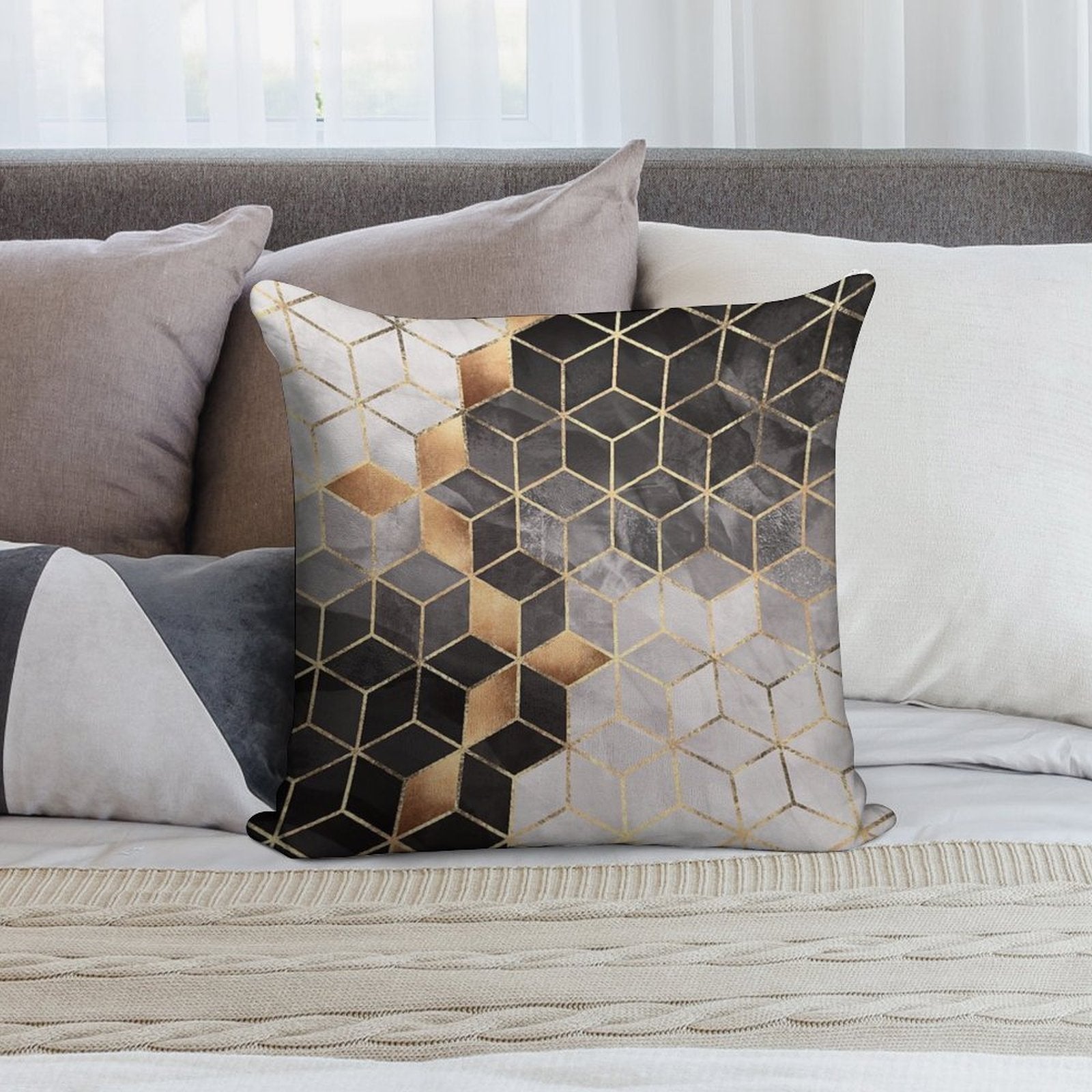 Smoky Cubes Soft Washable Throw Pillow