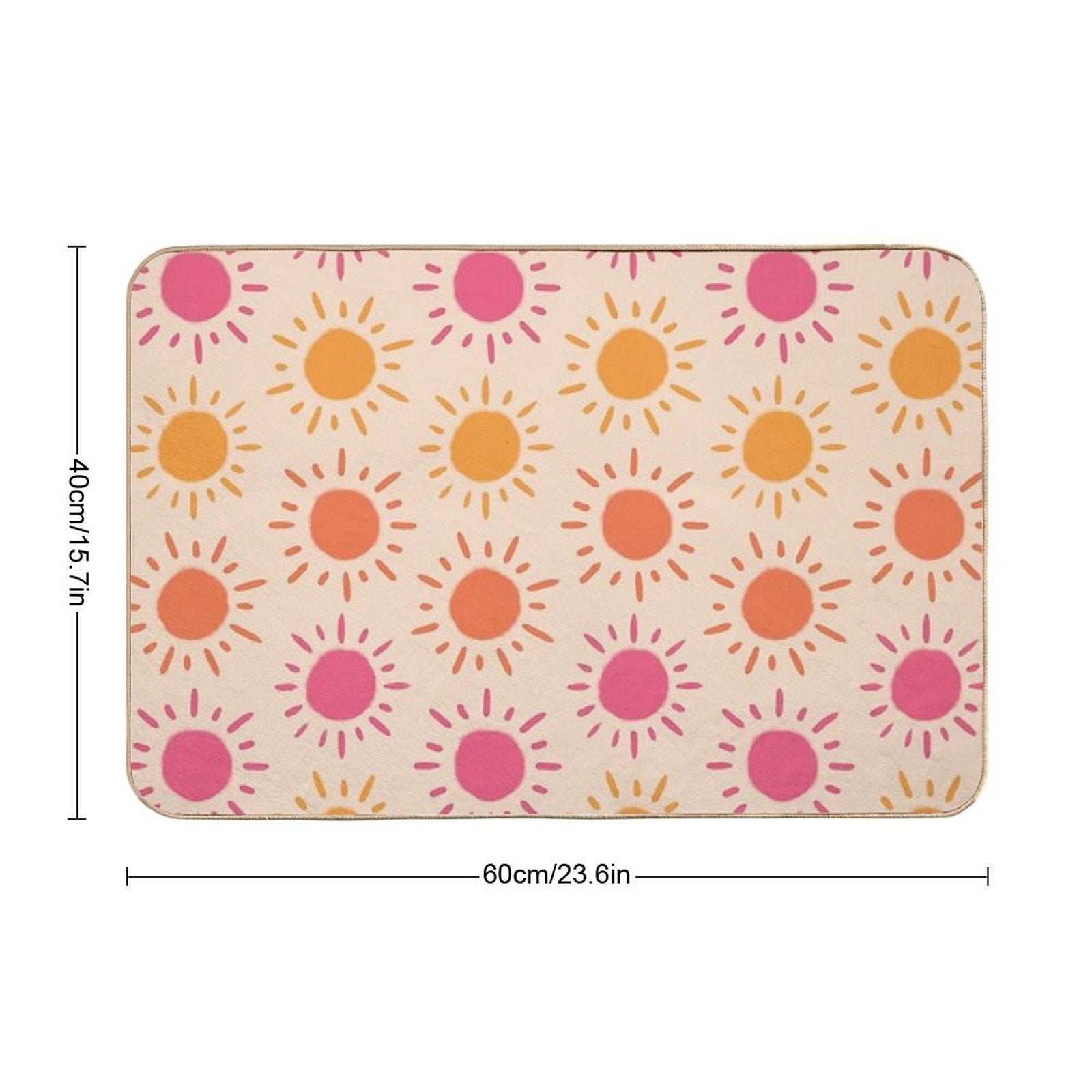 Groovy Retro Sun Pattern - Tan Orange Pink Palette  Multi-Purpose Bath Mat