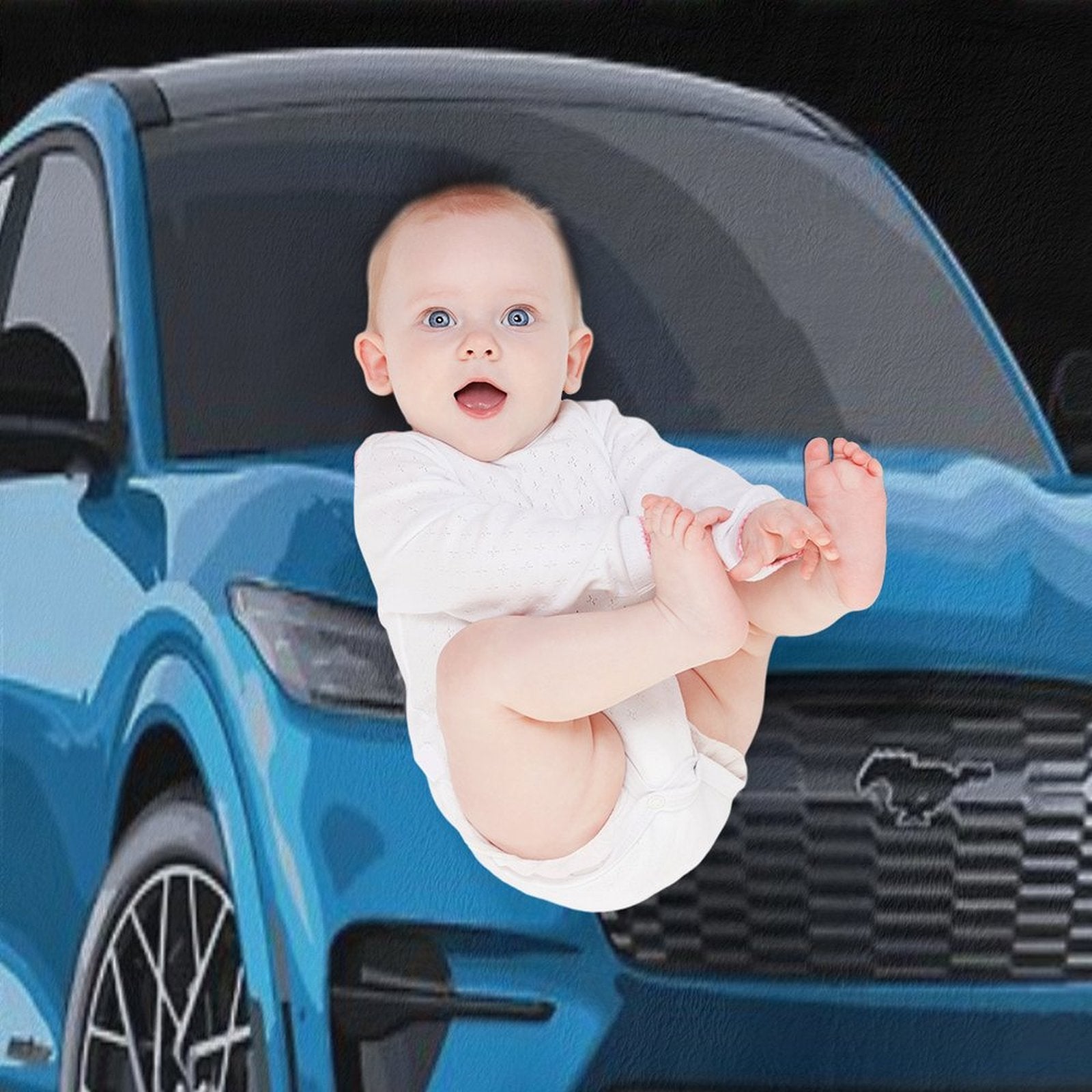 MUSTANG MACH-E GT Grabber Blue Electric Plush Throw Blanket