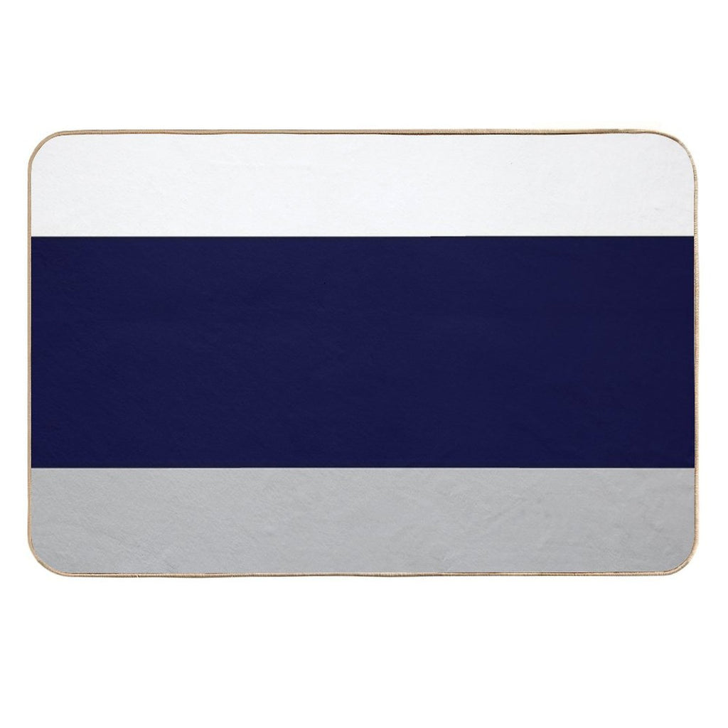 Three Color Stripes Silver Gray Navy Blue And White  Eco-Friendly Bath Mat