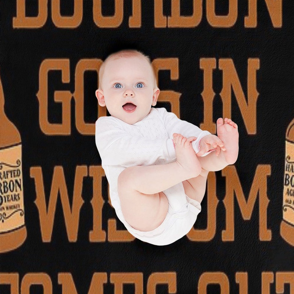 Bourbon Goes In, Wisdom Comes Out Gift for Whiskey Lovers Comfort Throw Blanket