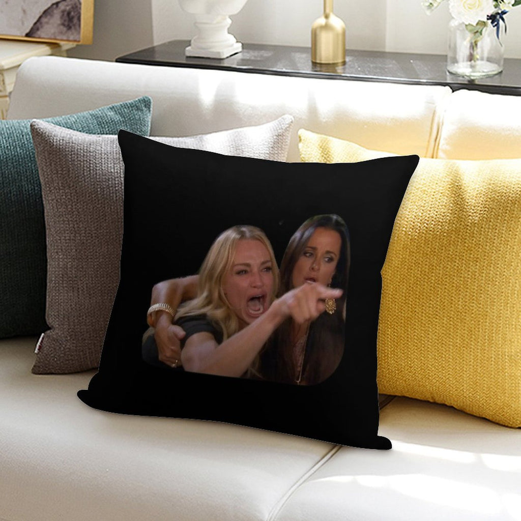 Woman Yelling at A Cat-Funny Memes Soft High-Density Material Throw Pillow