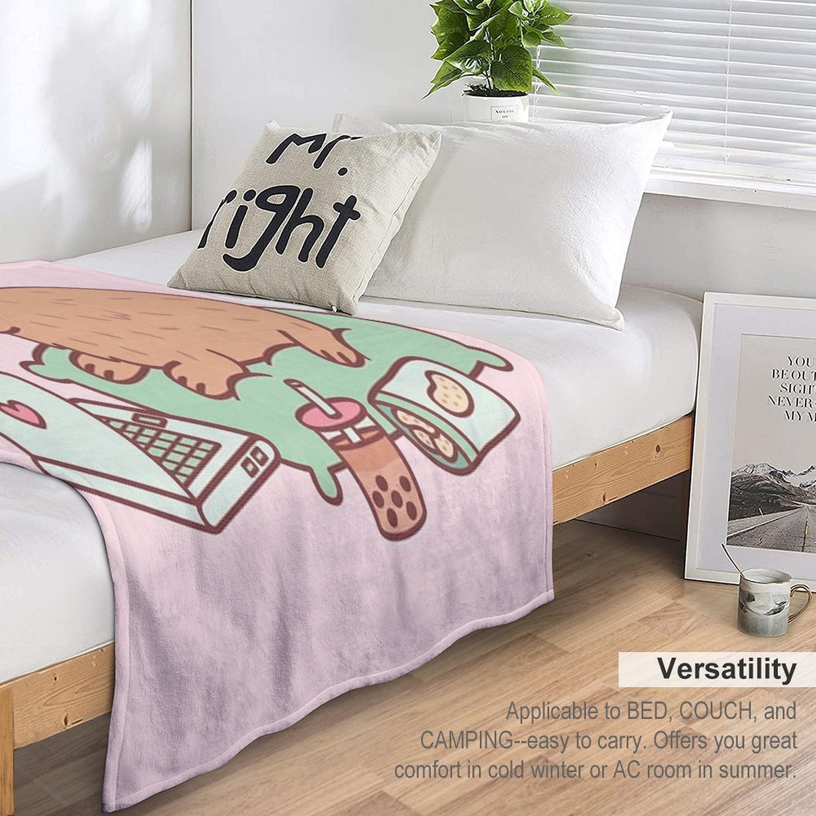 Cute Chilling Capybara With Laptop And Snacks Quick-dry Throw Blanket