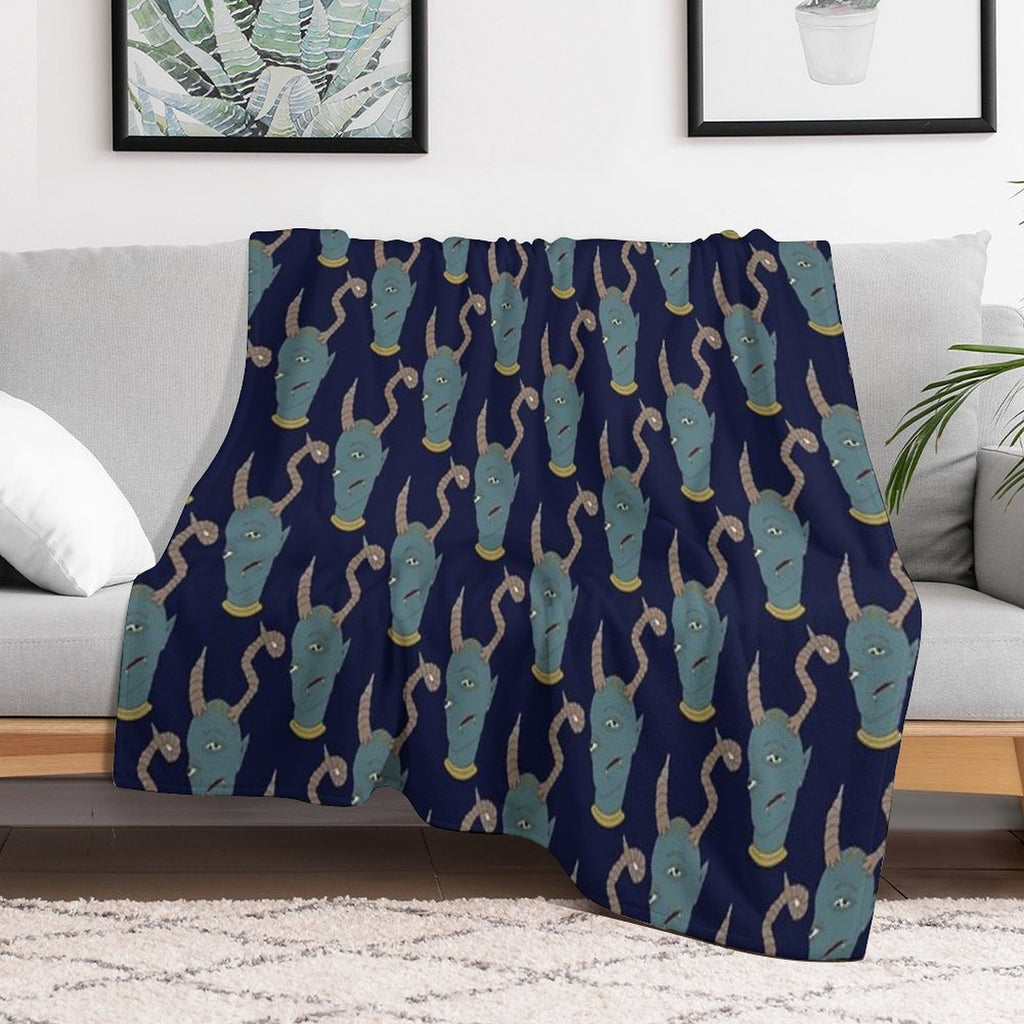 Exhausted Monster Face Sustainable Throw Blanket
