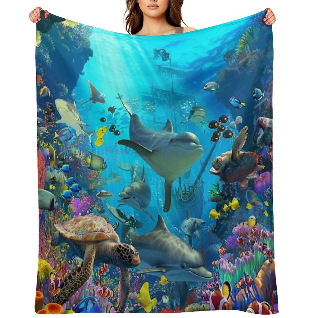 Dolphin Playground Travel-friendly Throw Blanket