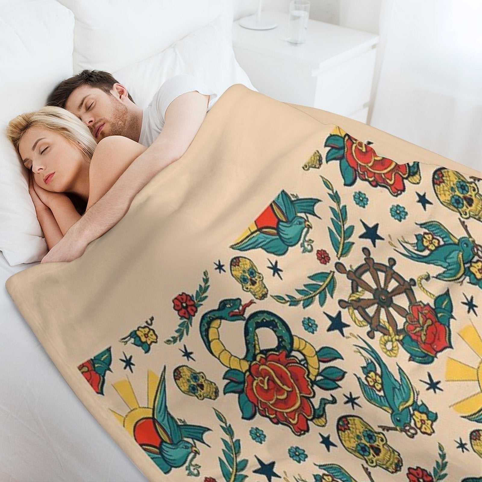 Punk Tattoo Pattern Design And Illustration Lightweight Throw Blanket