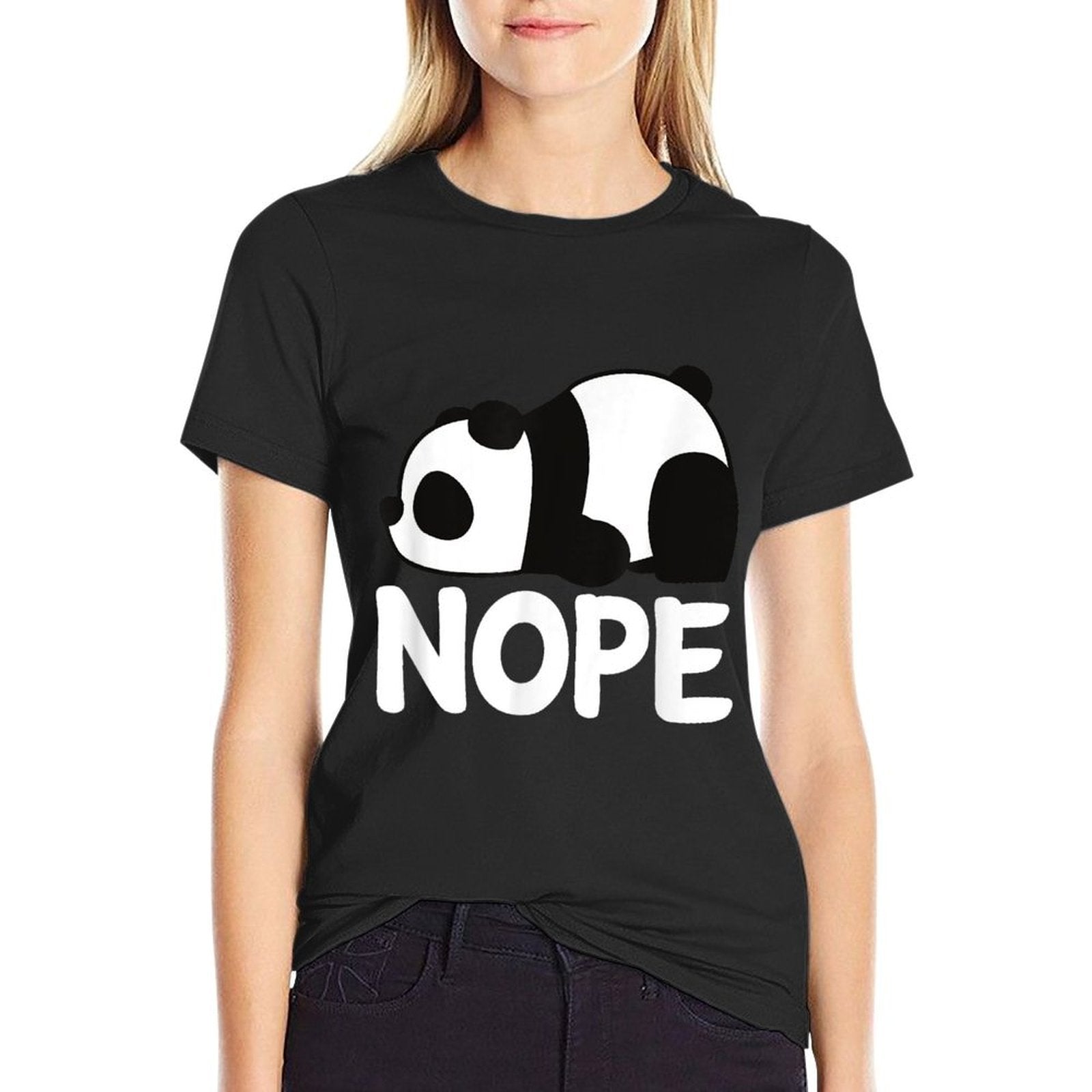 Adorable Animal Tired Sleeping Nope Cute Panda Bear Graphic  Oversized Silhouette T-Shirt