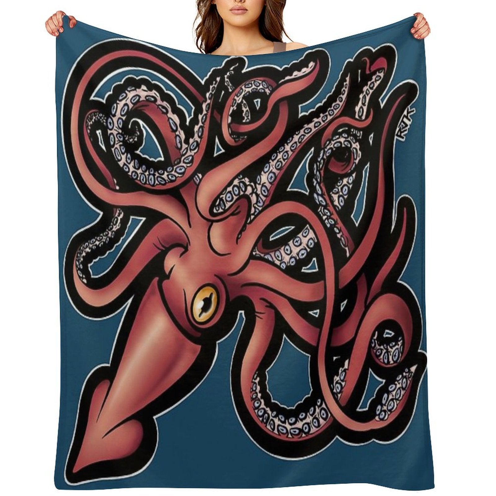 Red Giant Squid Architeuthis Gift-ready Throw Blanket