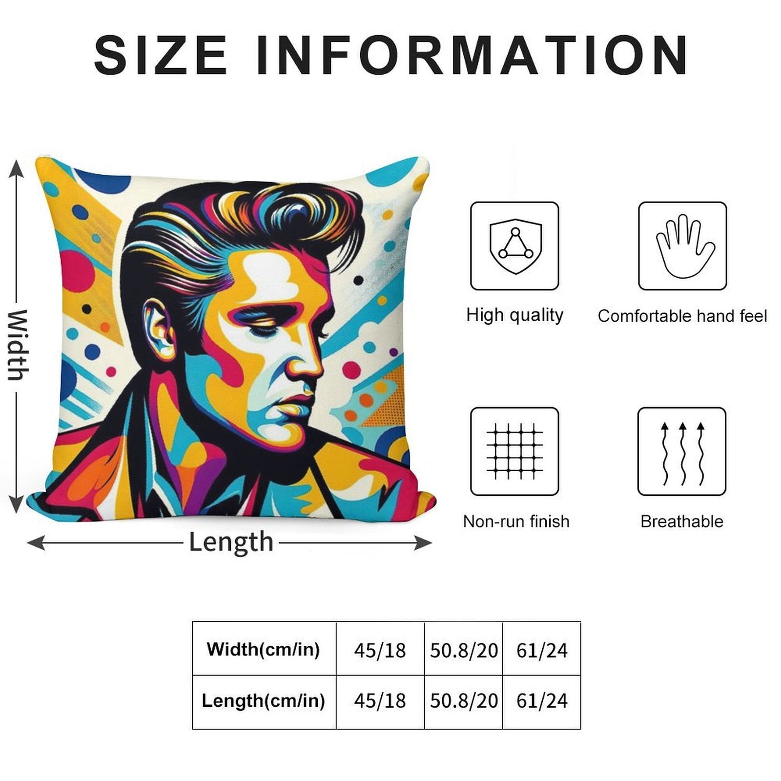 Elvis Presley Pop Art Soft Short Plush Fabric Throw Pillow
