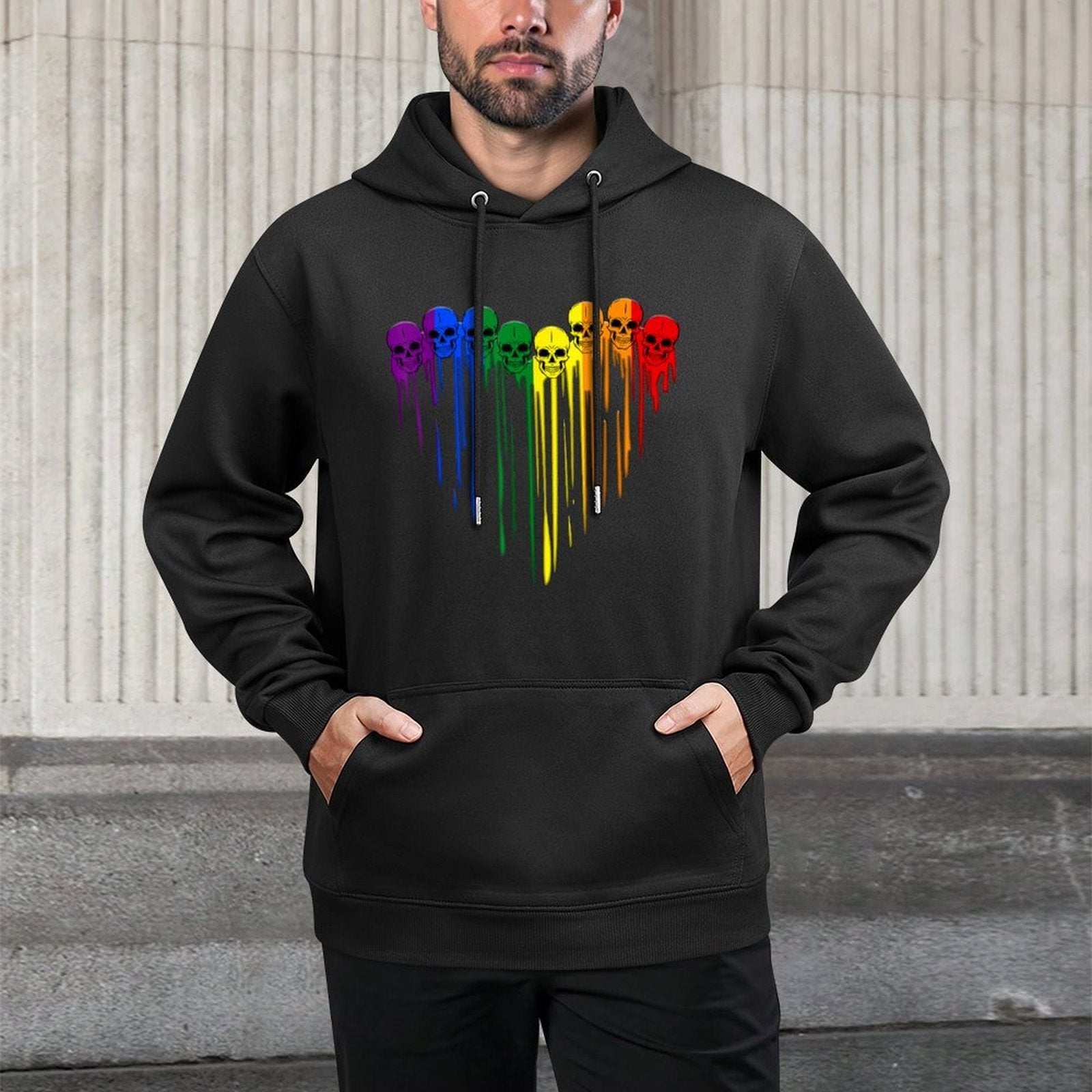 LGBT Gay Pride Skull Rainbow Heart LGBT Support Easy Care Hoodie