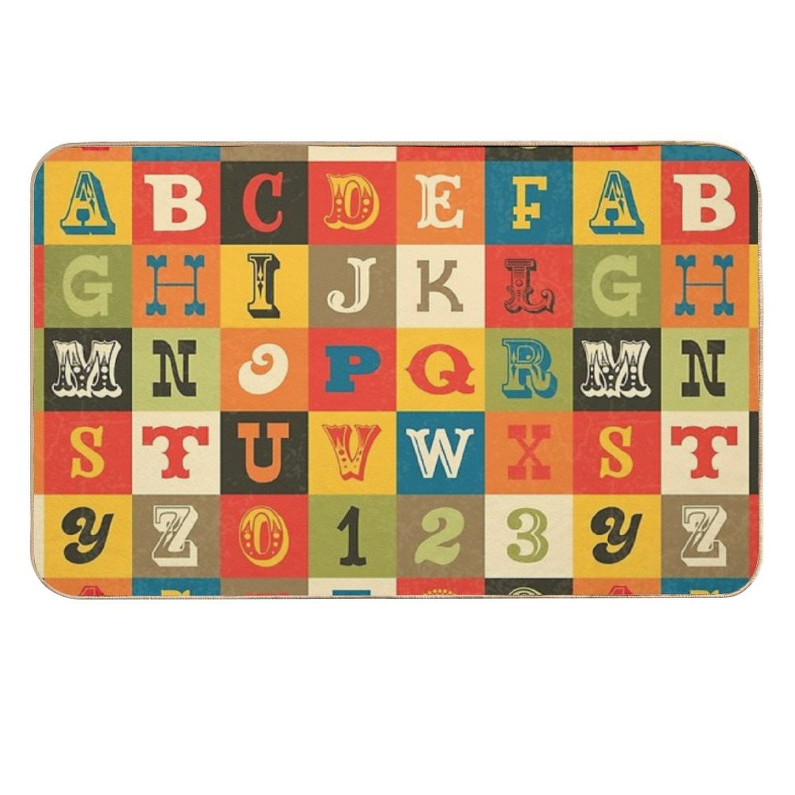 Vintage Alphabet  Anti-Trip Bath Mat
