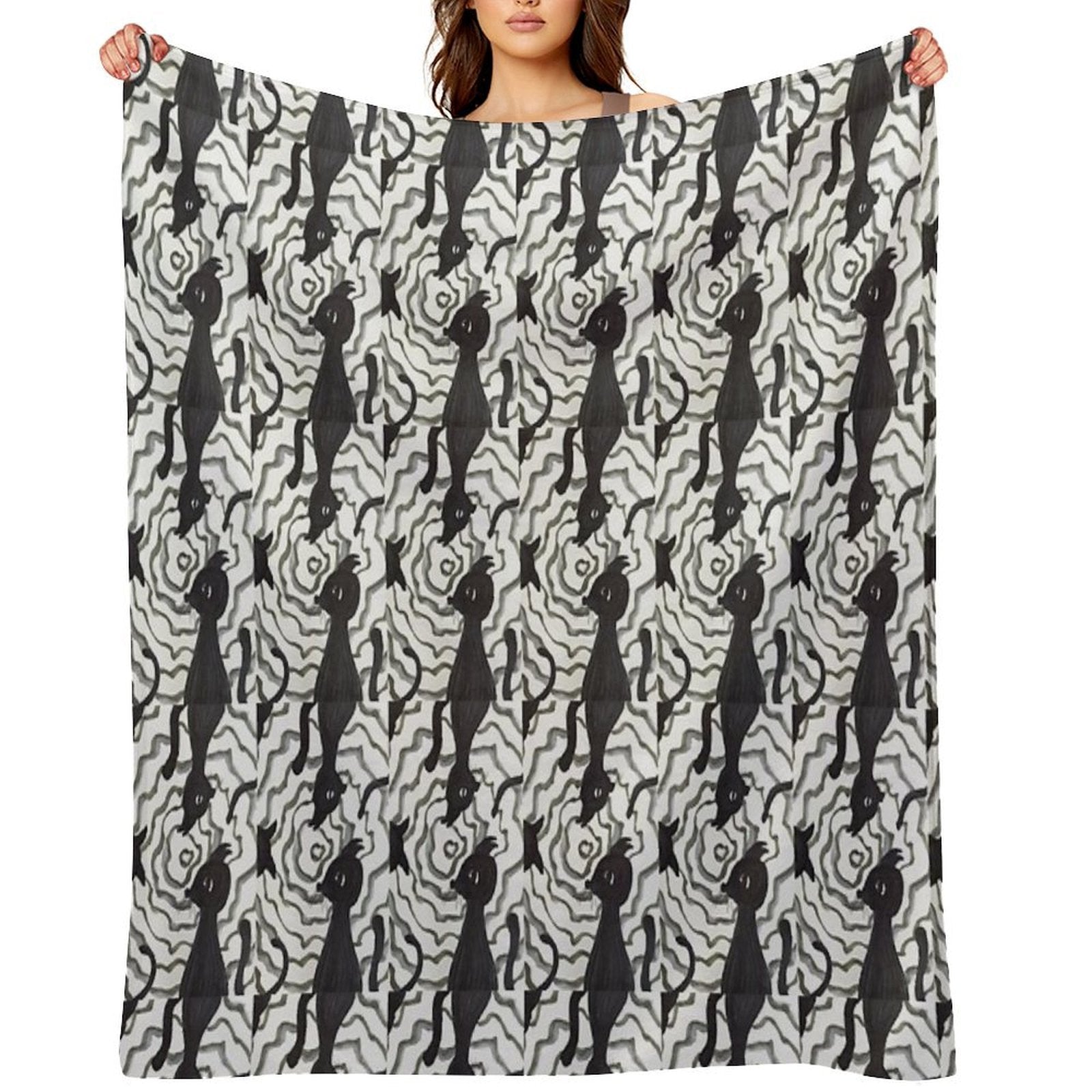 BLACK CAT・18 Machine-washable Throw Blanket