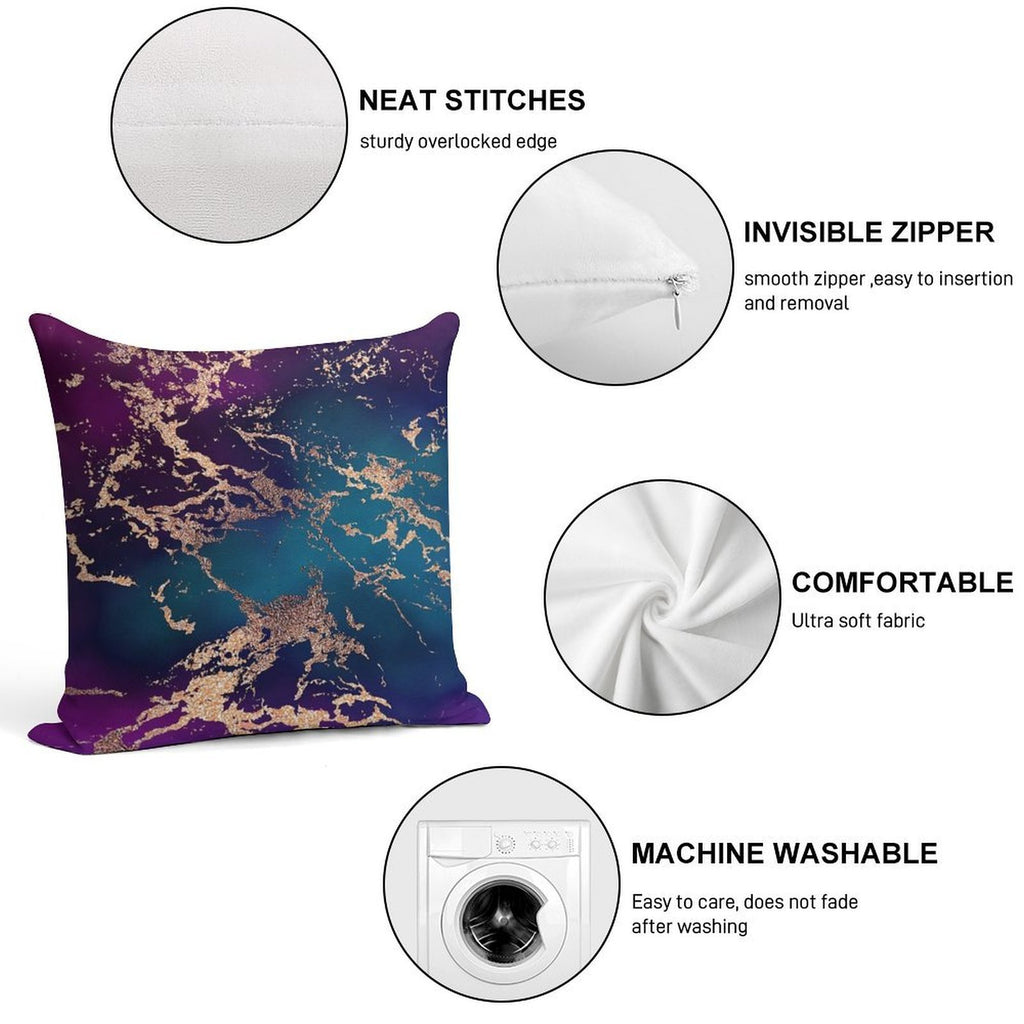 Jewel Tone Rose Gold Marble  Turquoise Blue And Purple Soft Luxury Feel Throw Pillow