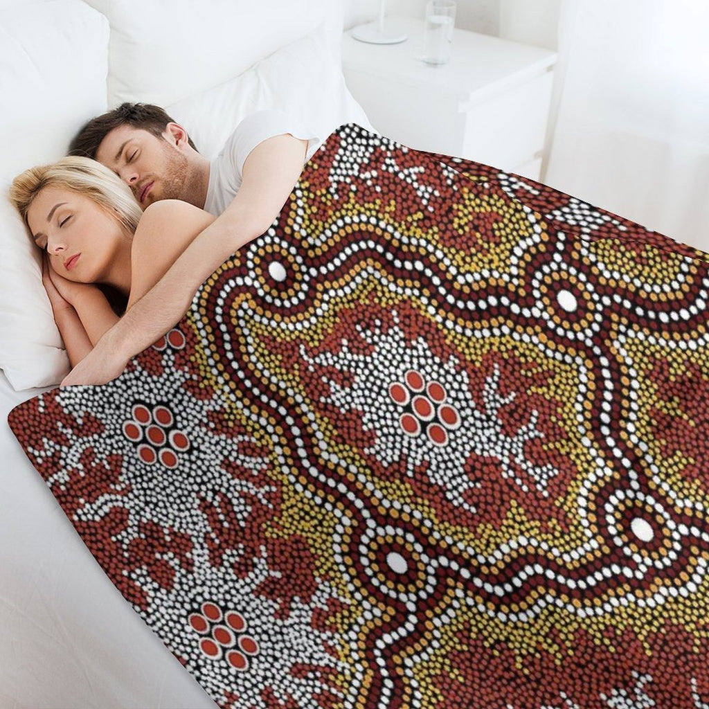 Authentic Aboriginal Art -  Mountains Multi-functional Throw Blanket