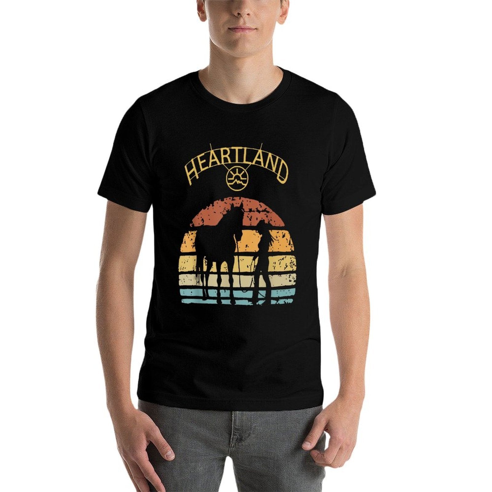 Heartland Retro Vintage Sunset  Oversized Silhouette T-Shirt