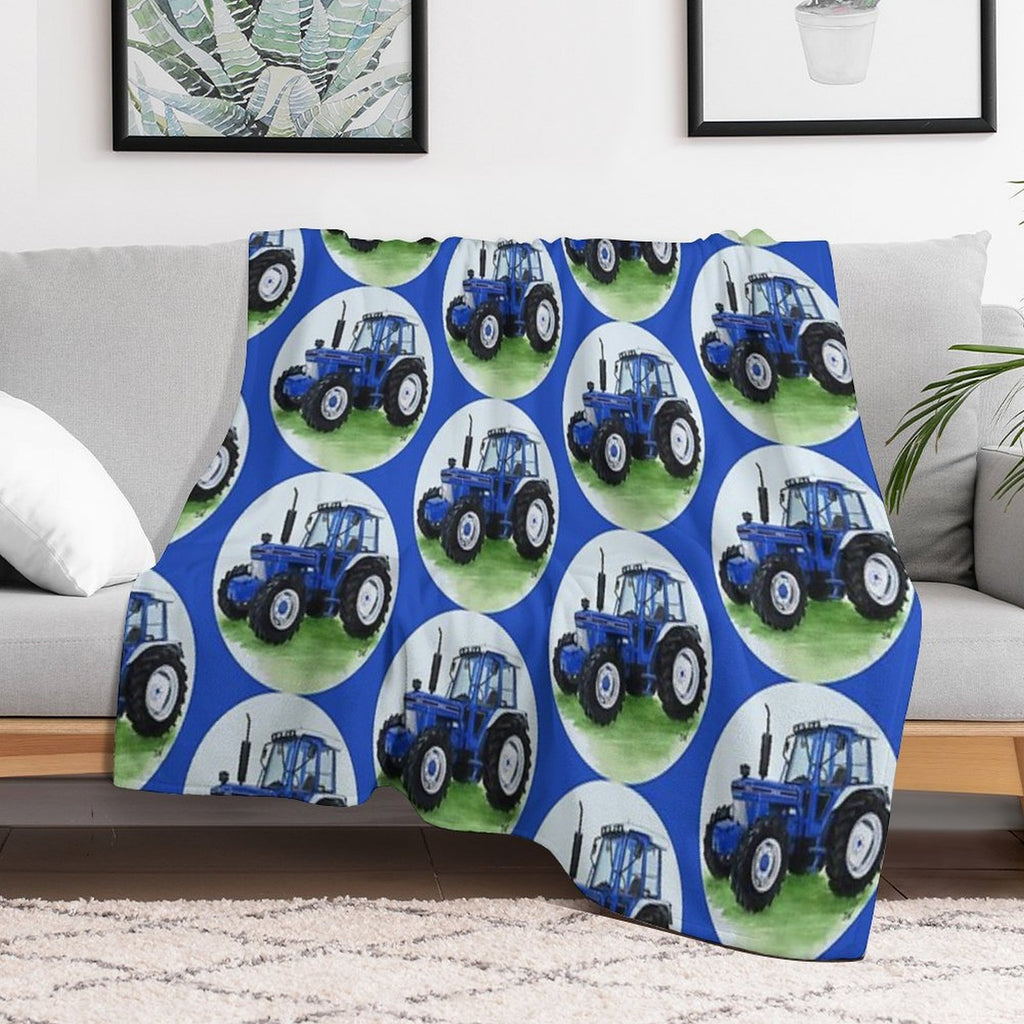Blue Classic Tractor (blue Background) Wrinkle-free Throw Blanket