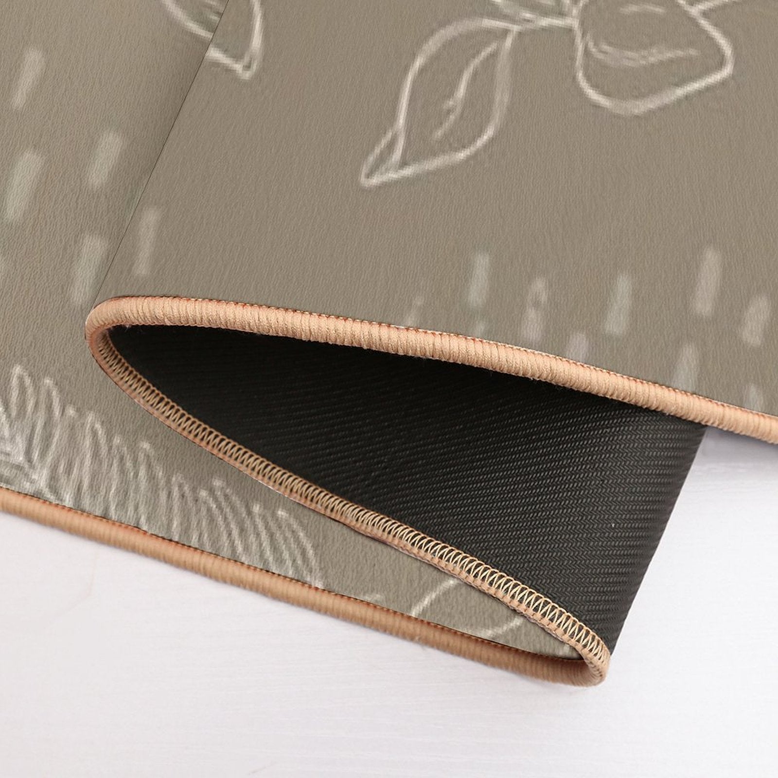 Beige Botanical Line Art  Multi-Purpose Bath Mat