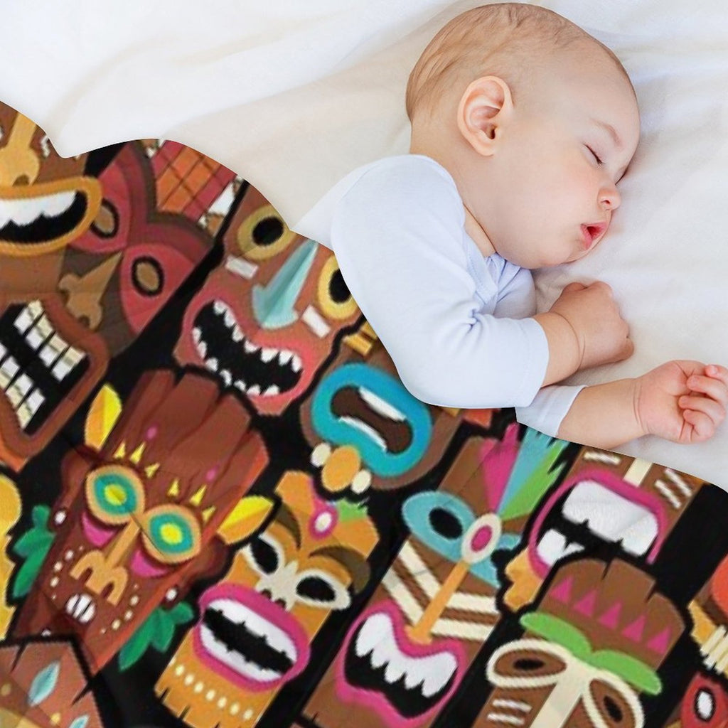 Tiki Pattern Anti-pilling Throw Blanket