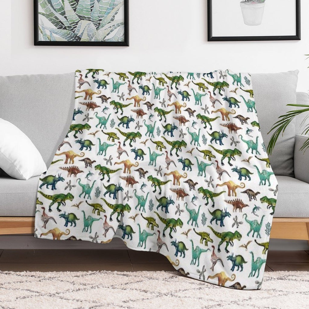 Dino-Mite Dreams for Kids  Trendy Dinosaur Pattern  Unique Gift Idea. Travel-friendly Throw Blanket