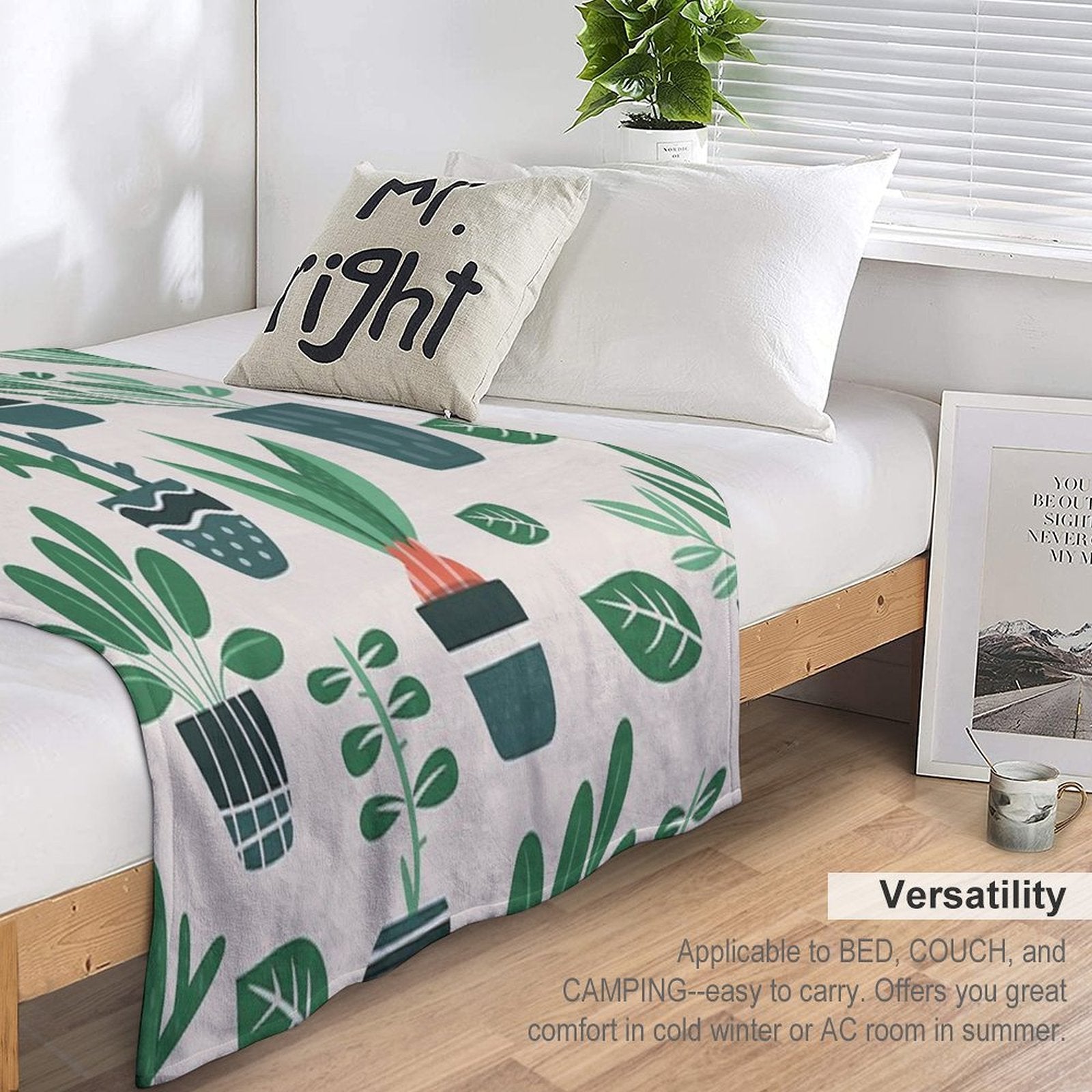 Potted Plants Easy Care Throw Blanket