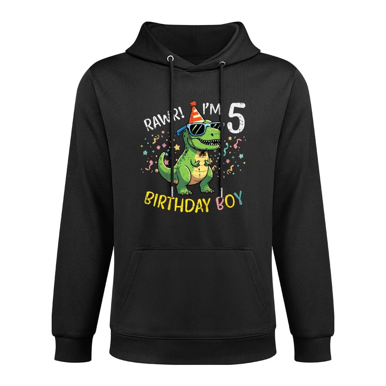 Kids 5th Birthday Trex Bday Boy Rawr Im 5 Years Old Boys Kids Medium-Weight Fabric Hoodie